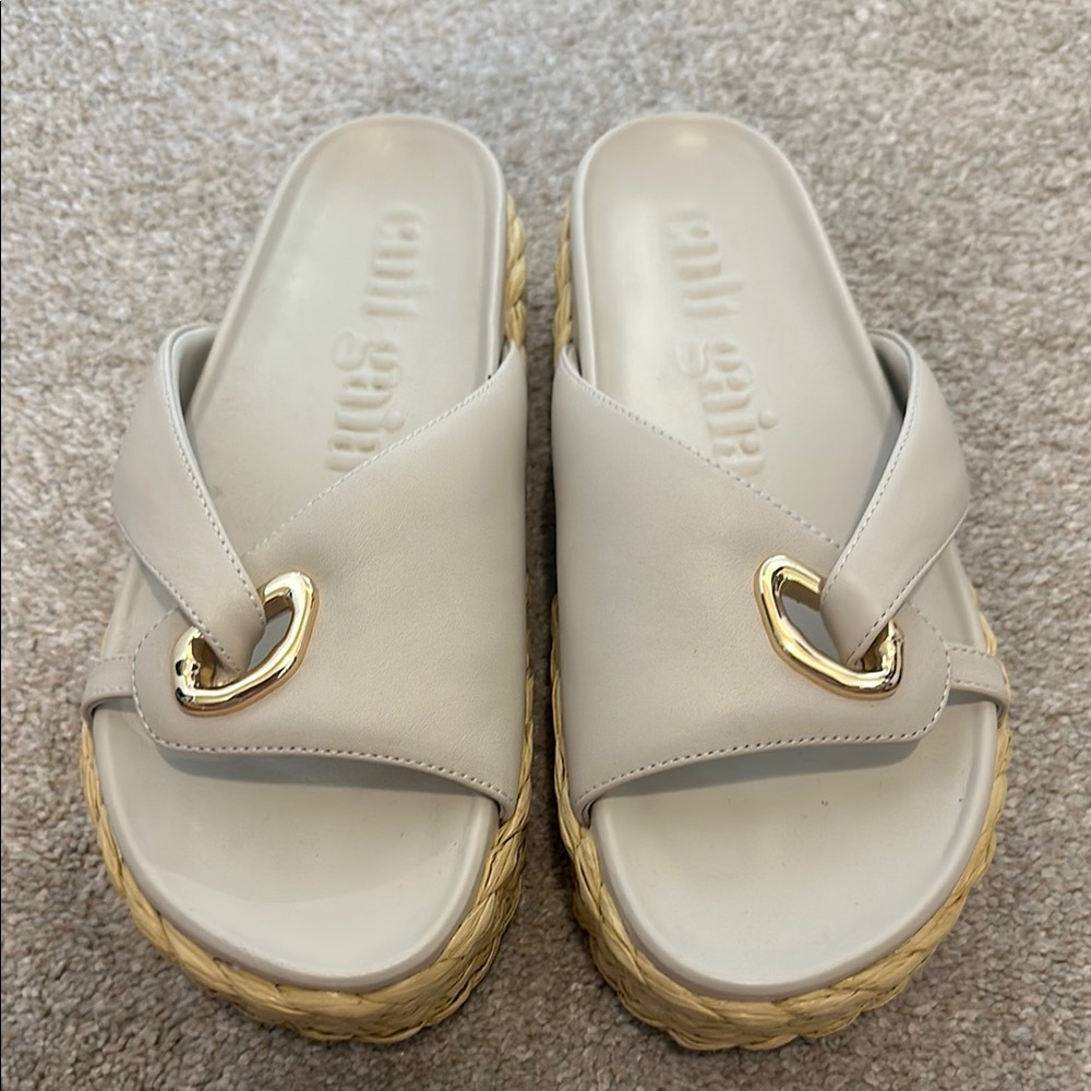 Women's Cream Slide Sandals
